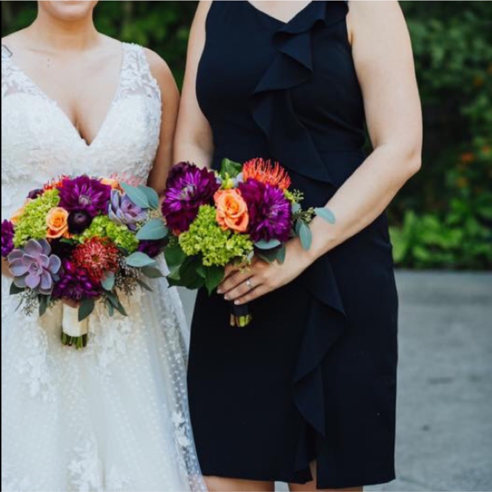 Sleeveless Little Black Dress w/Ruffle and Slit